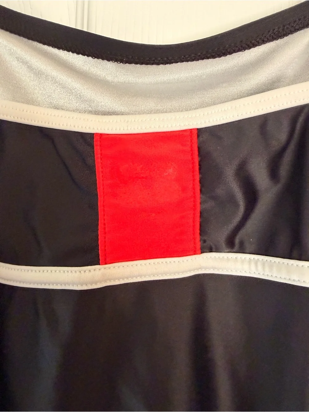 Vintage Nike Black Athletic Dress with Red Center Panel and White Trim